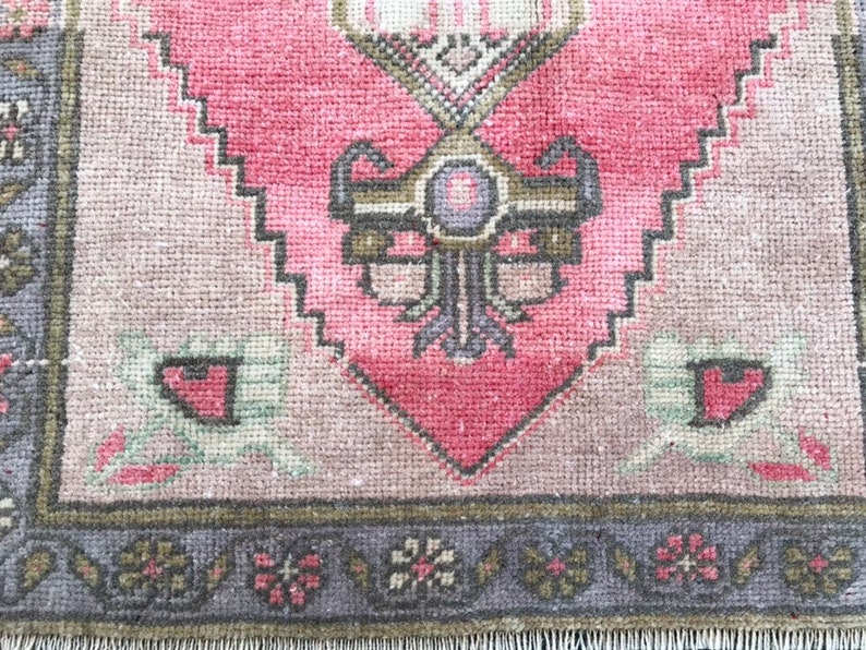 Qushak Runner Vintage Runner Hand Carpet Runner rug Pastel rug Turkish runner rug Brown Runner rug 101 x 59 cm 3 ft 3 in x 1 ft 9 in