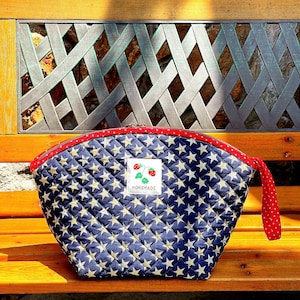 Bolsa para Projetos de Crochê Floral Acolchoado: Bolsa de Tricô de Algodão Feita à Mão