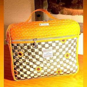 Handmade Quilted Laptop Bag: Liberty Cotton Messenger Bag