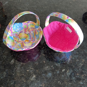 Handmade Fabric Basket: Reversible Quilted Organizer