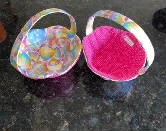 Handmade Fabric Basket: Reversible Quilted Organizer