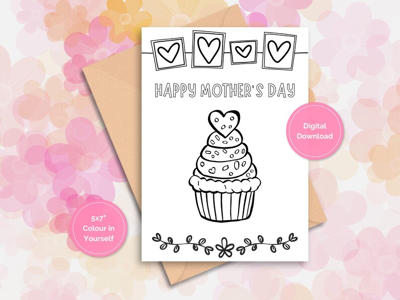 Printable Mother's Day Colouring Card, Diy Card to Colour for Mum ...