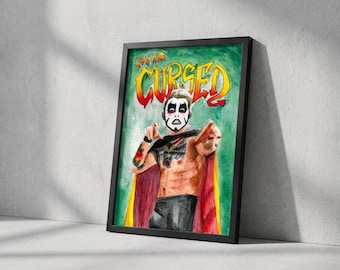 Lámina de acuarela inspirada en Danhausen / Arte alternativo para fans de la lucha libre / Descarga digital / Lámina imprimible tamaño A5