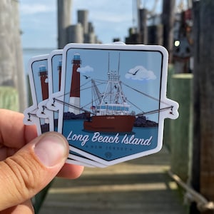 Long Beach Island, New Jersey Die Cut Vinyl Sticker. Bumper Sticker. MacBook Decal. Water Bottle Sticker.