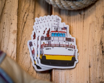 Casco Bay Ferry (Series 2) - Maquoit II - Portland, Maine Die Cut Vinyl Sticker. Window Sticker. MacBook Decal. Water Bottle Sticker.