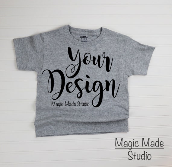 Download Free Kids Shirt Mockup Kids T-Shirt Gildan Kids Gray Shirt ...