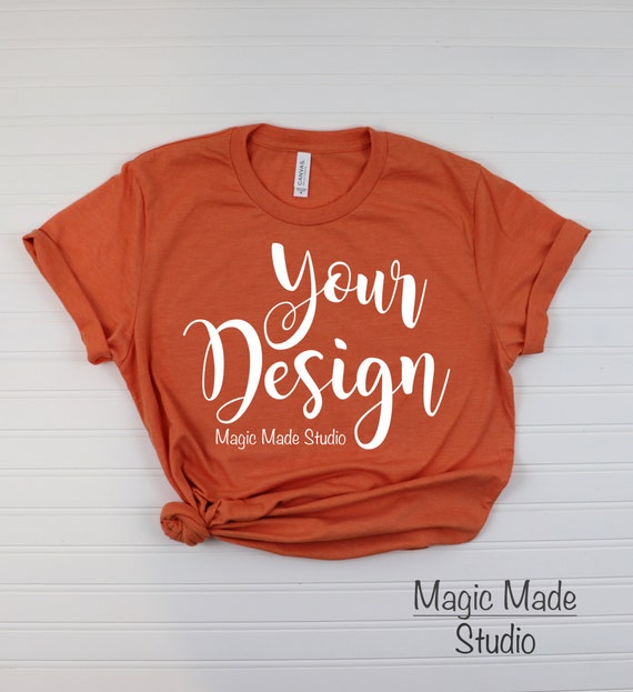 Adult-Shirt Mockup Bella And Canvas Mockup Heather Orange