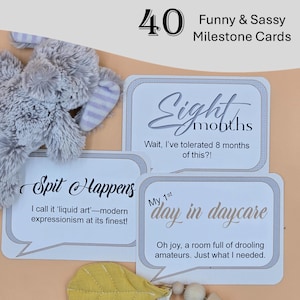 Freche und lustige Baby-Meilensteinkarten, minimalistisches Design, lustiges Babypartygeschenk, Comedy-Karten für neue Eltern, Fotorequisite