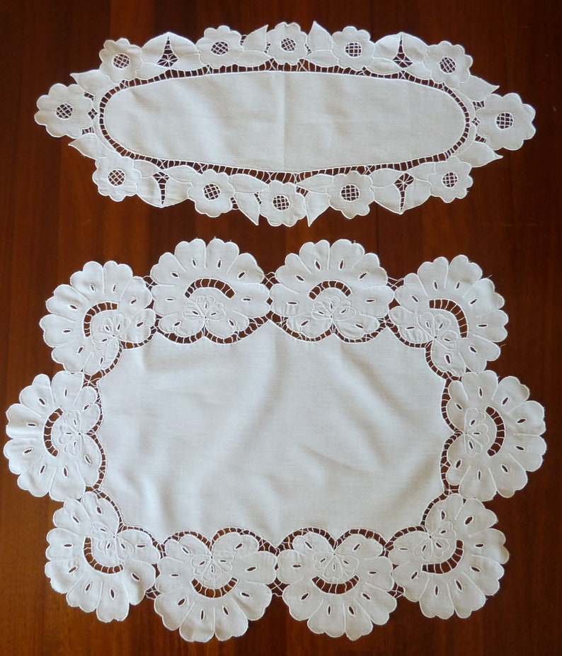 Two Vintage Table Runners Embroidered Small Tablecloths Etsy