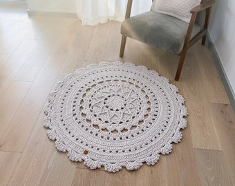 Crochet rug, round crochet carpet, rug for nursery, baby room rug