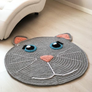 Crochet rug pattern Tutorial, Crochet Carpet Pattern, Cat Rug DIY, Nursery Decor