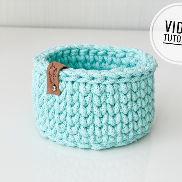 Mini basket crochet pattern, Crochet VIDEO Tutorial for beginner