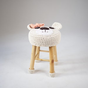 Animal stool crochet pattern, Gehäkelte hocker, Crochet diy nursery room decor, Padded stool image 7