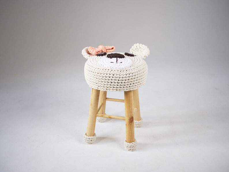 Animal stool crochet pattern, Gehäkelte hocker, Crochet diy nursery room decor, Padded stool image 7