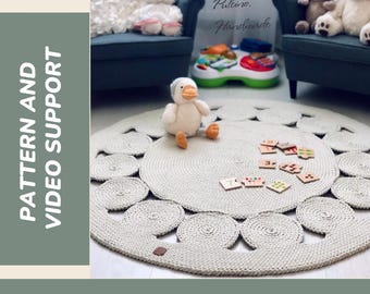 Crochet Rug Pattern, Round Circle Rug, Modern Home Decor, Nursery Decor, PDF Download