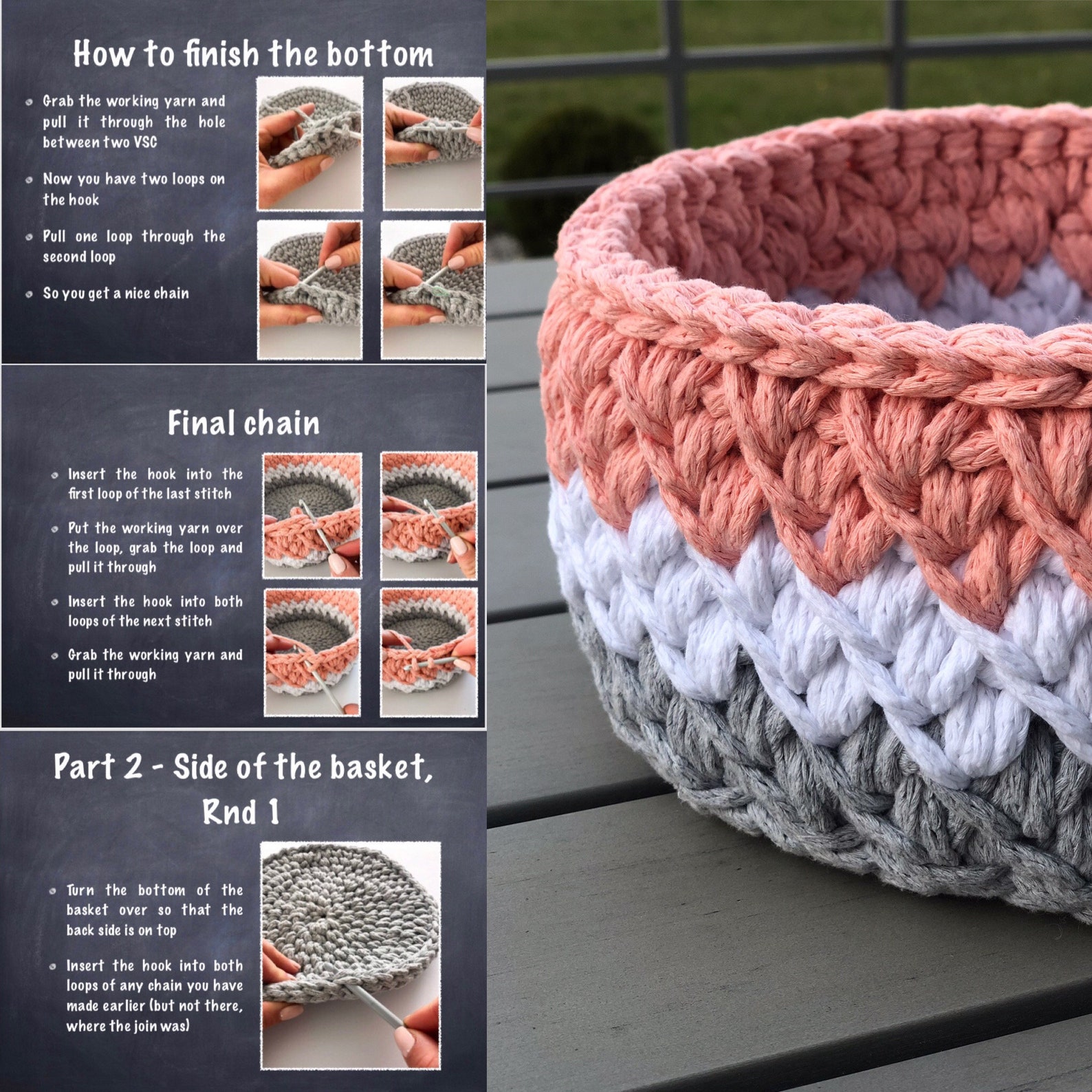 Crochet Basket Pattern, Round Storage Organiser, Easy Video Tutorial ...