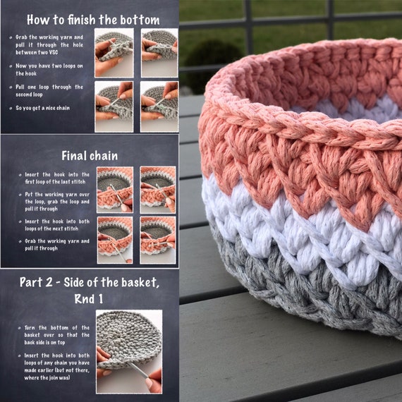 Tutoriel : un panier de rangement au crochet  Rangement au crochet, Crochet  patron, Tricot et crochet