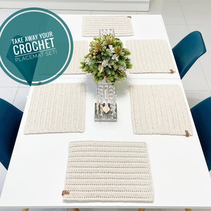 Boho Crochet Placemats set of 6pc, Rectangle Placemats for wedding decor, Dining Table Mat