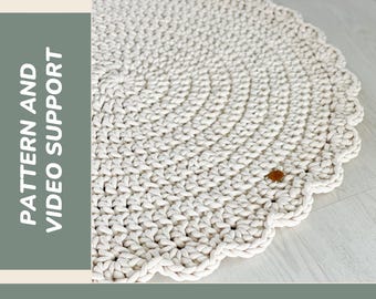 Crochet Daisy Rug Pattern, Round Rug, Beginner Friendly, Nursery Decor, Video Included, PDF Download
