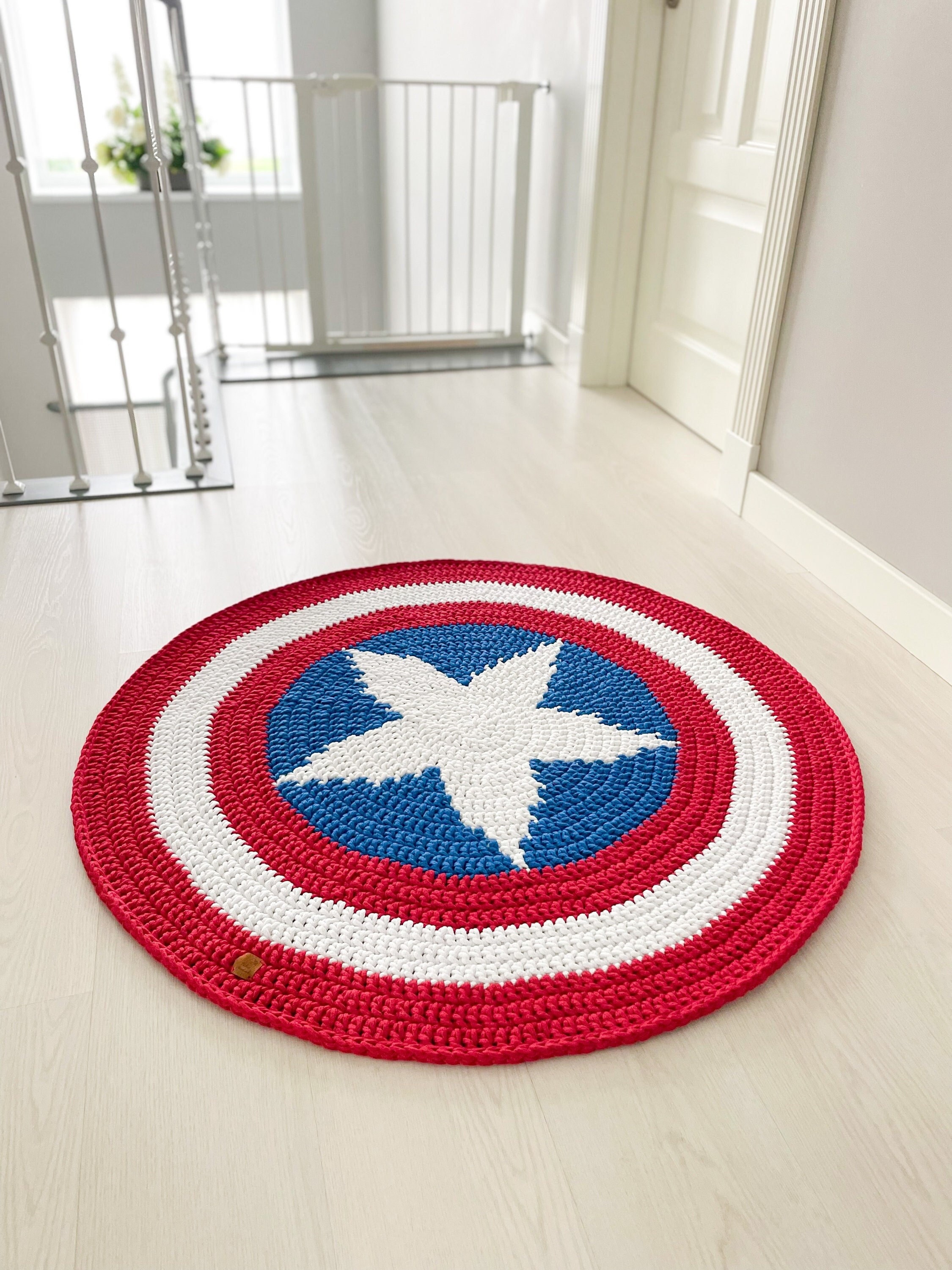 Captain America Crochet Rug, Superhero Rug, Rug for a Boy, Baby Room ...