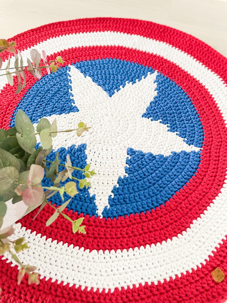 Captain America Crochet Rug Superhero Rug Rug for a Boy - Etsy