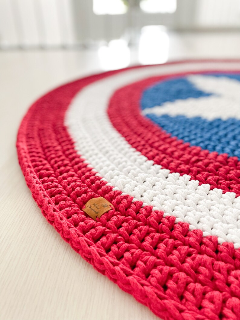 Captain America Crochet Rug, Superhero Rug, Rug for a Boy, Baby Room ...