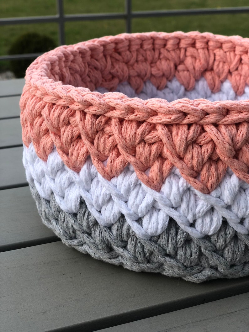 Crochet Round Basket Pattern Fabric Basket Tutorial Video Etsy