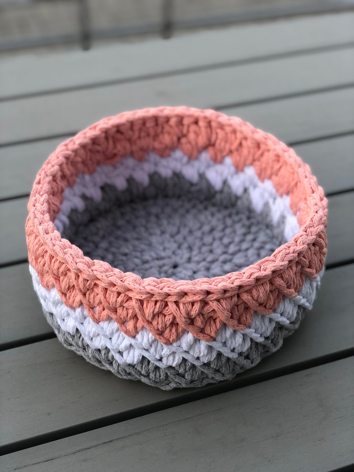 Crochet Round basket pattern Fabric basket tutorial video Etsy