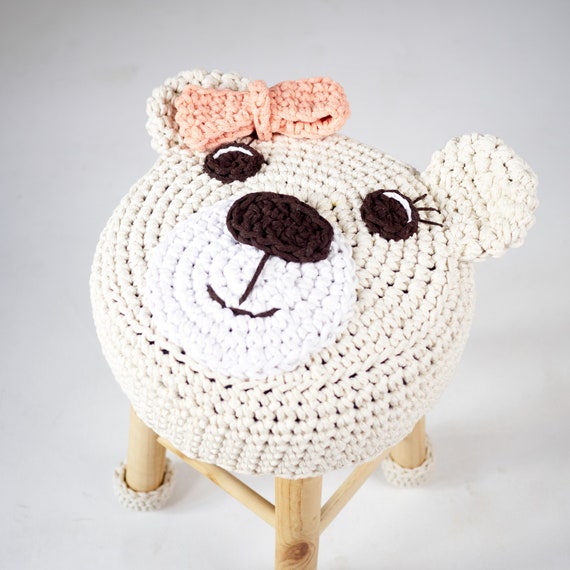 Crochet Stool Animal Bear Cover Pattern Chair Cover Tutorial Etsy