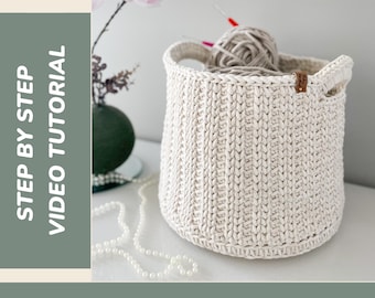 Videotutorial gehaakte mand, grote opbergmand met handgrepen, patroon voor beginners, opberger, pdf-download