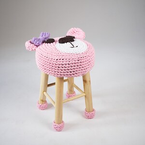 Animal stool crochet pattern, Gehäkelte hocker, Crochet diy nursery room decor, Padded stool image 8