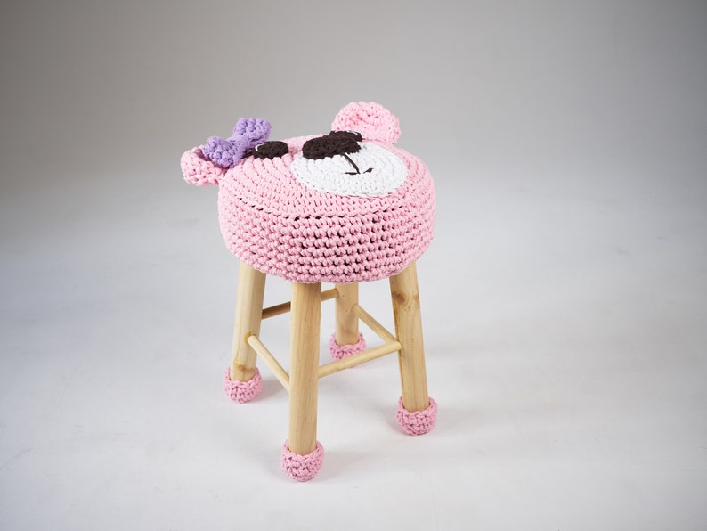 Animal stool crochet pattern, Gehäkelte hocker, Crochet diy nursery room decor, Padded stool image 8