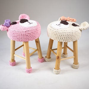 Animal stool crochet pattern, Gehäkelte hocker, Crochet diy nursery room decor, Padded stool image 4