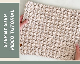 Crochet Placemat Video Tutorial, Modern Dining Table Decor, Easy Crochet Rectangular Placemat, Beginner Friendly, PDF Download
