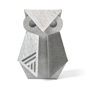 Modern abstract geometric owl figurine, graduation gift, Barn owl