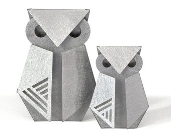 A pair of modern owl figurines | Abstract Barn Owls sculpture | Desktop Accent | DIY Gift