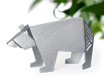 Bear Sculpture | Modern Bear Statue | Geometric Figurine | Desktop sitter | Desk accessory