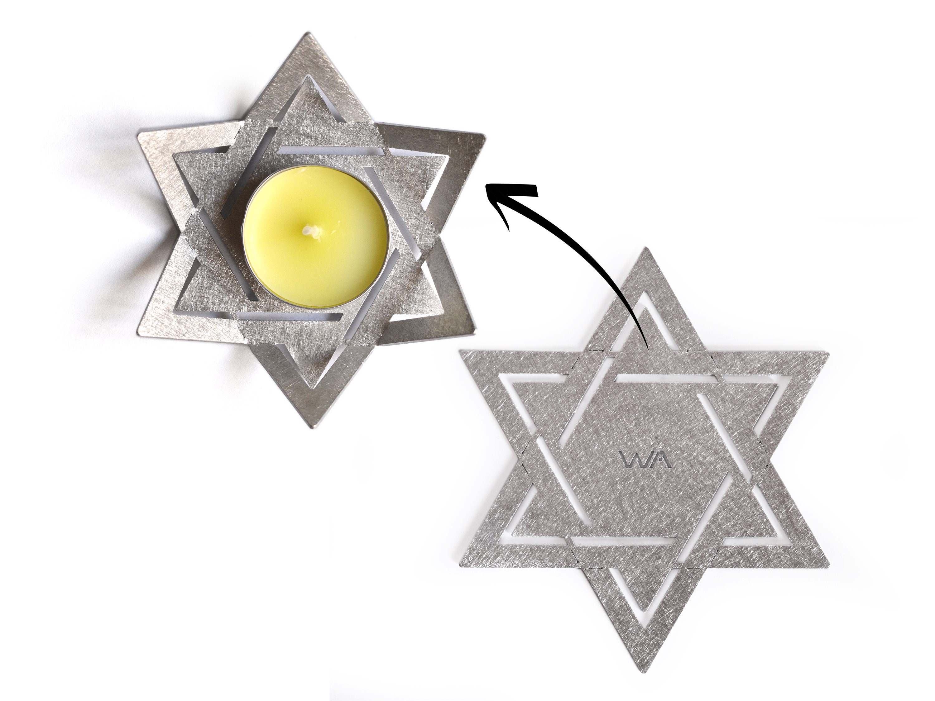DAVIDUSH Pair of Shabbat tea light holders Star of David Etsy