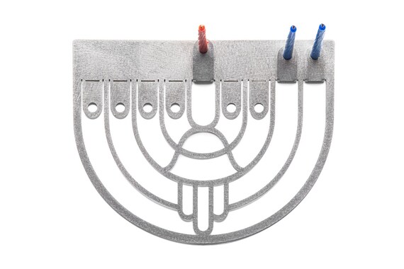 Gray Hanukkah Menorah Finger Tip Towel Great Gift SET OF TWO New 