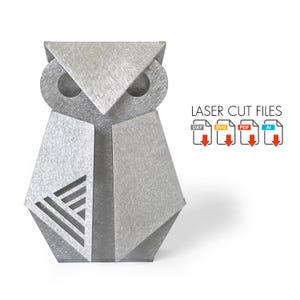 Geometrisk uggla laserskurna filer | Modern metallskulptur DXF SVG AI