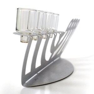 Hanukkiah, Modern Oil Menorah, Modern Judaica, Bar Mitzvah gift, Jewish Wedding gift image 3