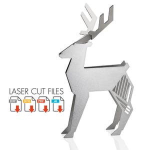 Hirsch Skulptur | Moderne Rentier Statue | Geometrische Figur | DXF-Dateien | Metall Origami DIY | Plasma Laser CNC Schnitt | 3D Vorlage