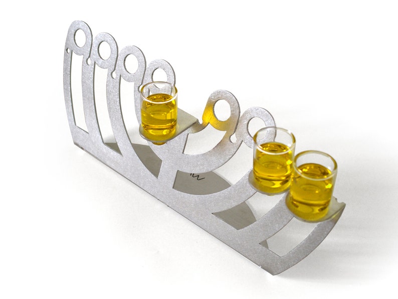 Hanukkiah, Modern Oil Menorah, Modern Judaica, Bar Mitzvah gift, Jewish Wedding gift image 4