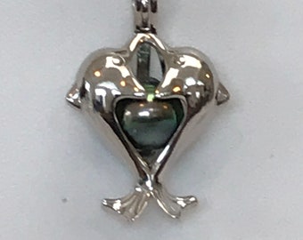 Heart Dolphins 9-10mm Tahitian Cultured Pearl Pendant