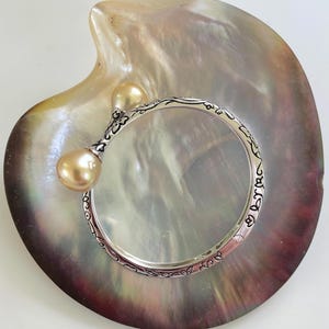 Suave Hand-Carved 12mm Golden South Sea Cultured Pearl Bangle