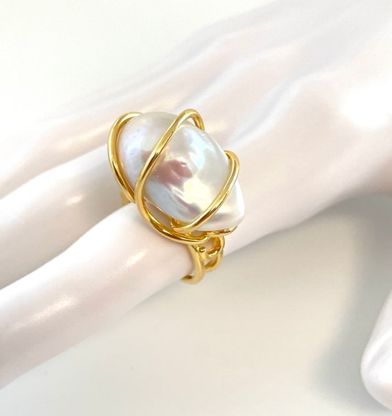 Bracciale Corallo Anello Di Perle D'acqua Pallide Di Topolino