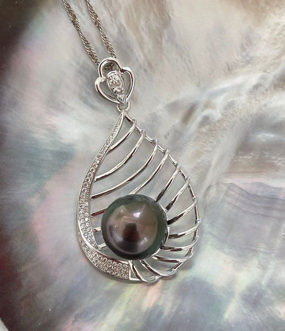 Collana Regolabile Perle Skysk Collana Perle Di Tahiti Barocche Nere-verdi 10-12 Mm – Lunghezza Regolabile 14-36'' In Oro 14K Collana Perle Barocche Tahiti - Foto 2