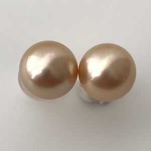 Gorgeous AAA 11mm Round Natural Color Rose Gold South Sea Cultured Pearl Stud Earrings with 14k Gold Backing
