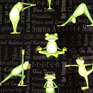 Baumwollstoff witzige Yoga Frösche 0,5 m Patchworkstoff Meterware Nähen Yoga Fans DIY Yogakissen Taschen Tiermotivstoff