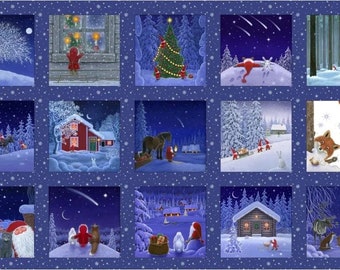 Stoff Meterware Winter Weihnachten Schneemann Reh Geschenke Deko Vorhänge Kinder 